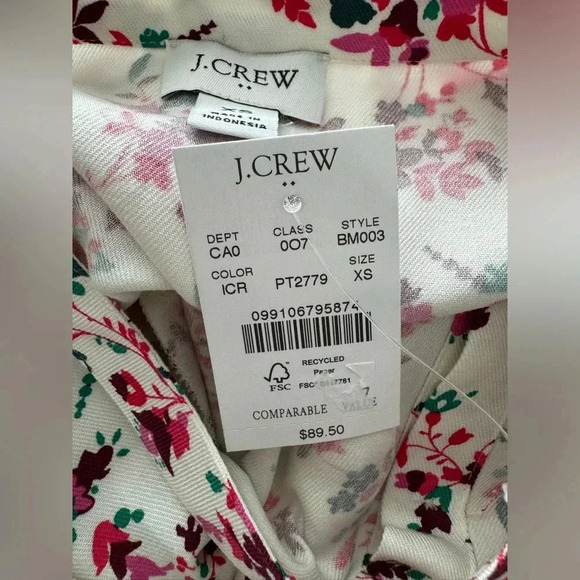 J Crew chic feminine long sleeve floral ruffle top size XS button front - Picture 7 of 16